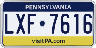 PA license plate LXF7616
