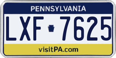 PA license plate LXF7625