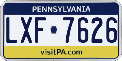 PA license plate LXF7626