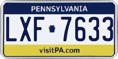 PA license plate LXF7633