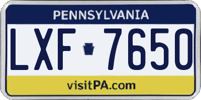 PA license plate LXF7650