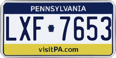 PA license plate LXF7653