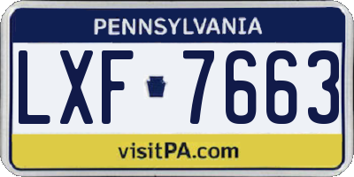 PA license plate LXF7663