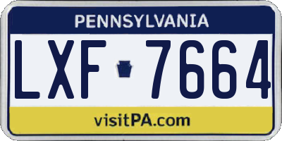 PA license plate LXF7664