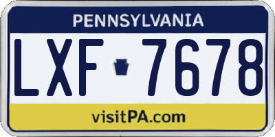 PA license plate LXF7678