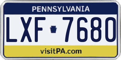 PA license plate LXF7680