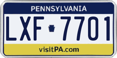 PA license plate LXF7701