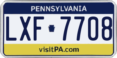 PA license plate LXF7708