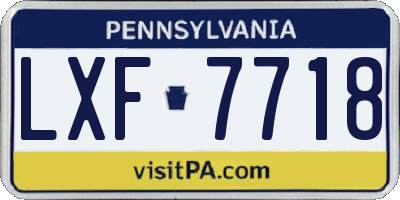 PA license plate LXF7718