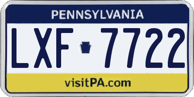 PA license plate LXF7722