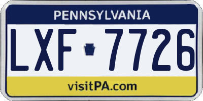 PA license plate LXF7726