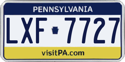 PA license plate LXF7727