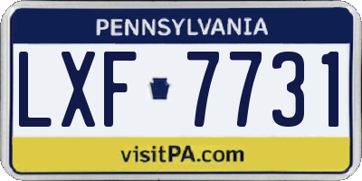 PA license plate LXF7731