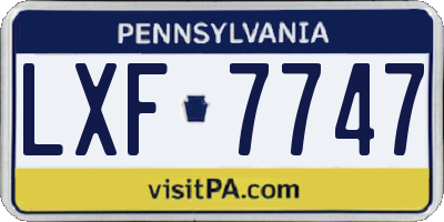 PA license plate LXF7747
