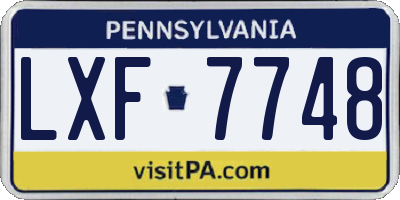 PA license plate LXF7748