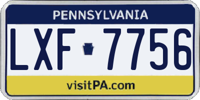 PA license plate LXF7756