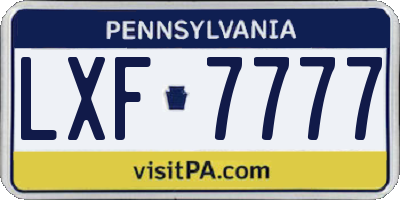 PA license plate LXF7777
