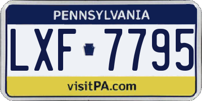 PA license plate LXF7795
