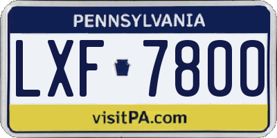 PA license plate LXF7800