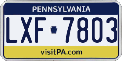 PA license plate LXF7803