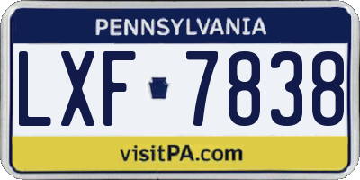 PA license plate LXF7838