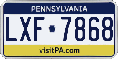 PA license plate LXF7868