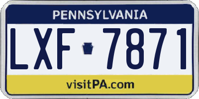PA license plate LXF7871