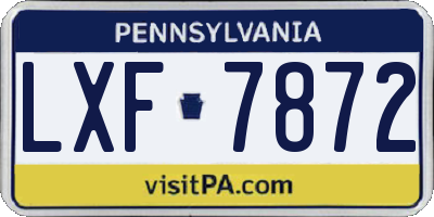 PA license plate LXF7872