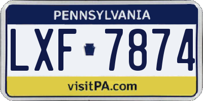 PA license plate LXF7874
