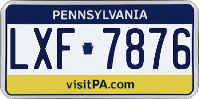 PA license plate LXF7876