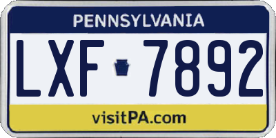 PA license plate LXF7892