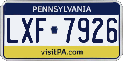 PA license plate LXF7926