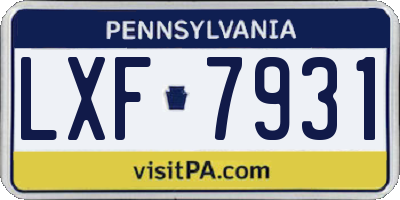 PA license plate LXF7931