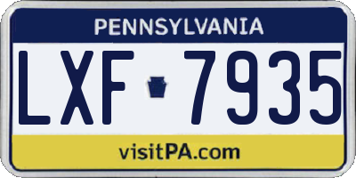 PA license plate LXF7935