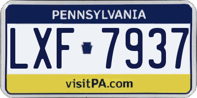 PA license plate LXF7937