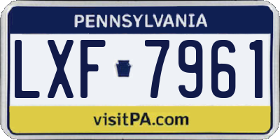 PA license plate LXF7961