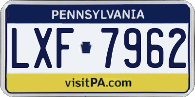 PA license plate LXF7962