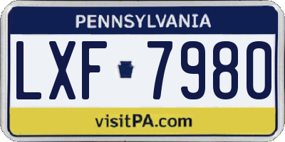 PA license plate LXF7980
