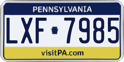 PA license plate LXF7985