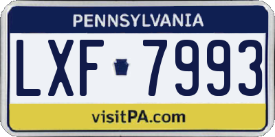 PA license plate LXF7993