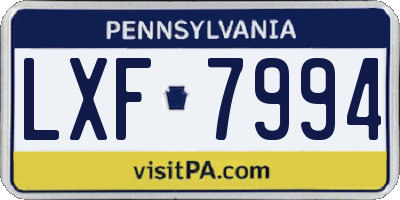 PA license plate LXF7994