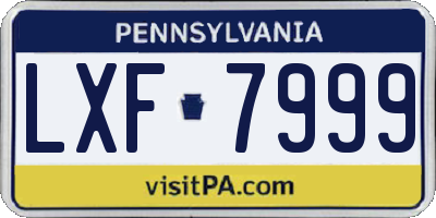 PA license plate LXF7999