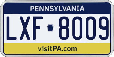 PA license plate LXF8009