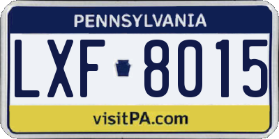 PA license plate LXF8015