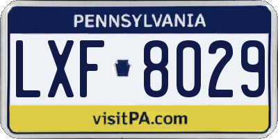 PA license plate LXF8029