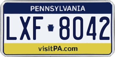 PA license plate LXF8042