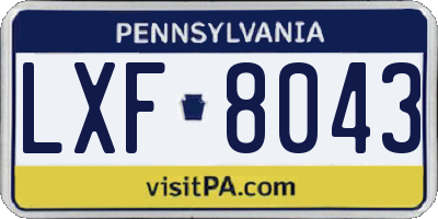 PA license plate LXF8043