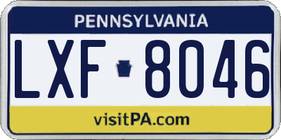 PA license plate LXF8046