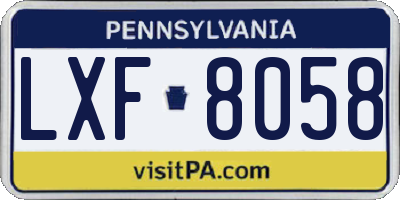 PA license plate LXF8058