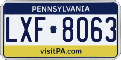 PA license plate LXF8063